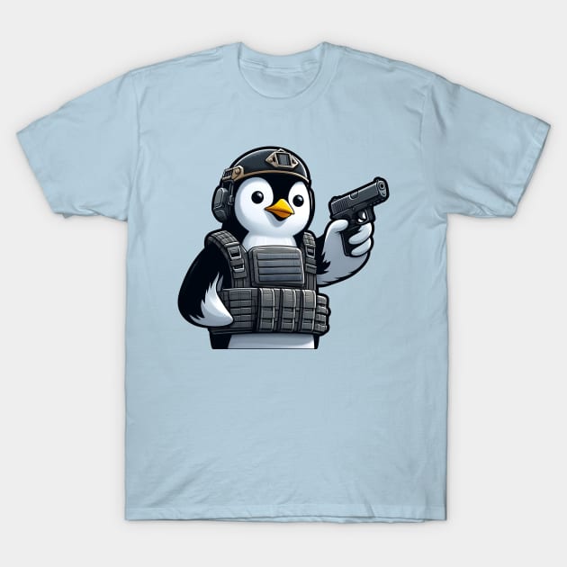 Tactical penguin T-Shirt by Rawlifegraphic